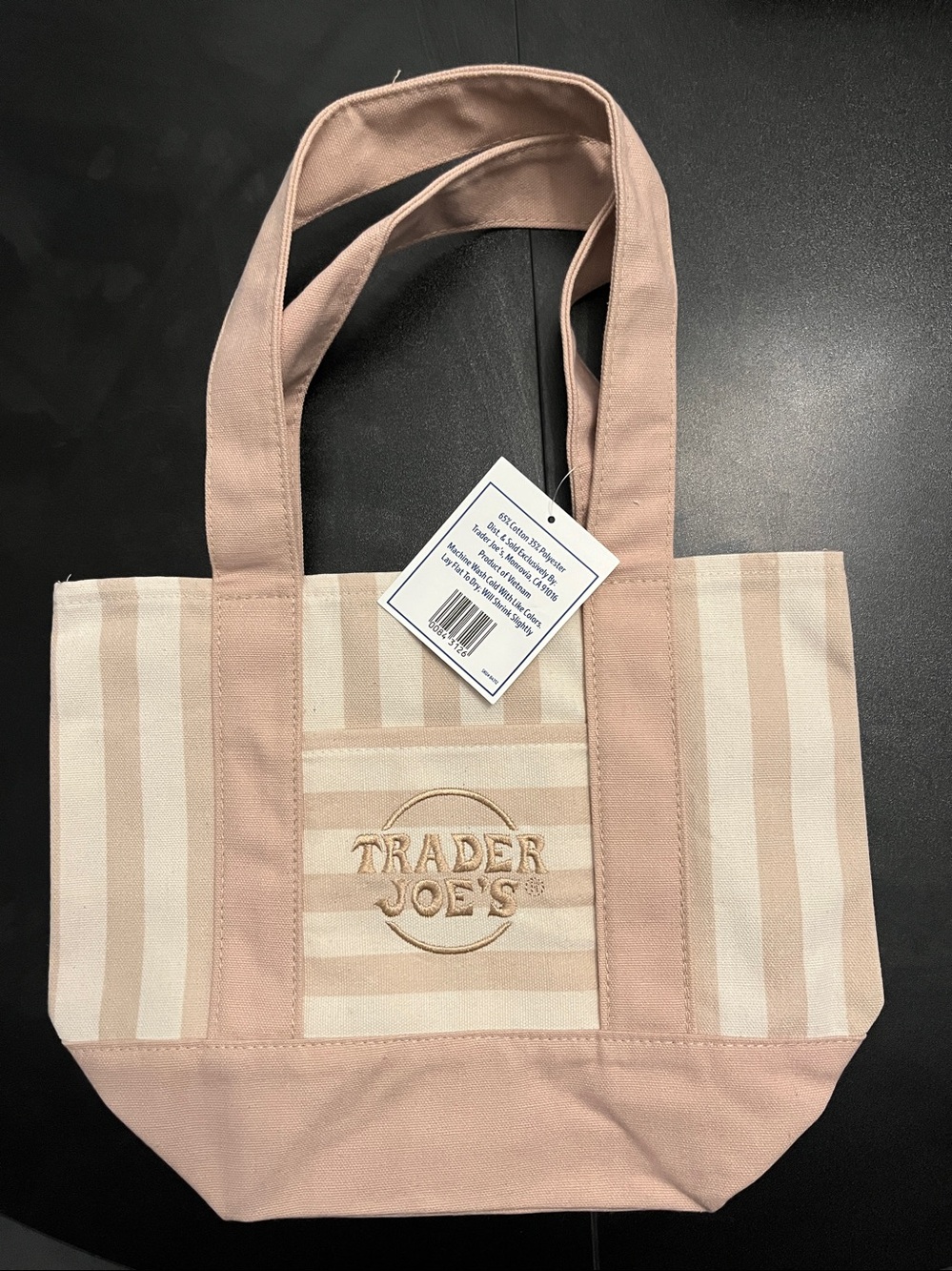 Trader Joe’s Striped Mini Canvas tote bag, Set of 4 Blue,pink,beige,lavenderNWT - Picture 7 of 9